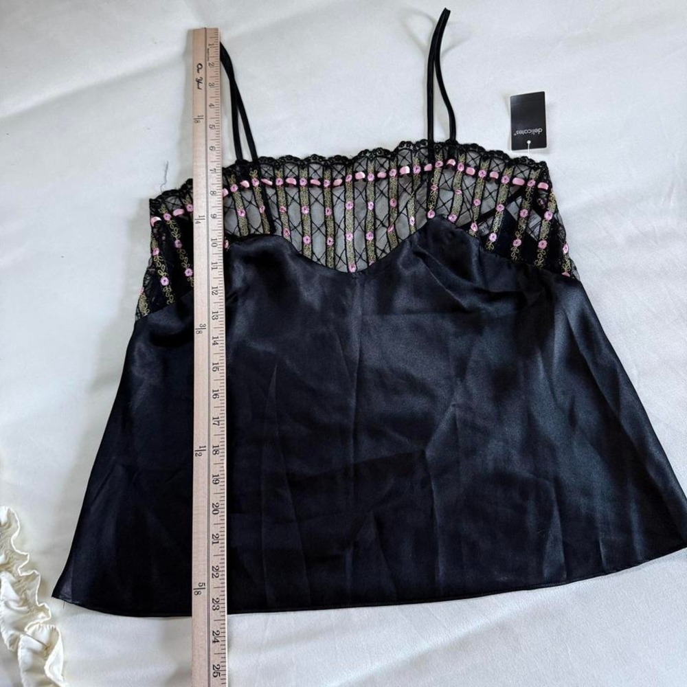 black lace cami y2k delicates black cami top size medium - Picture 5 of 7